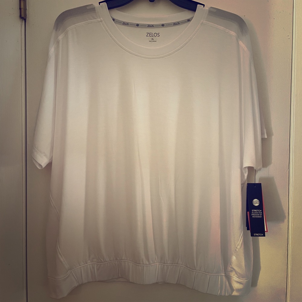 XL Zelos white shirt w/ elastic ban. New.